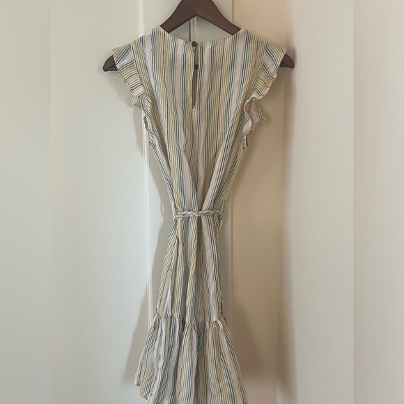 Marine Layer Womans size XS Laney Mini Dress Beachy Stripe Beige Linen Blend - Picture 4 of 12